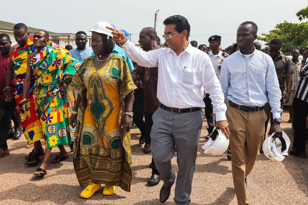 Minister for Trade, Agribusiness, and Industry, Elizabeth Ofosu-Adjare, with Officials touring Komenda Sugar Factory