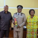 President Mahama, Vice President Naana Jane Opoku Agyemang with new IGP, COP Christian Tetteh Yohuno at Presidency.