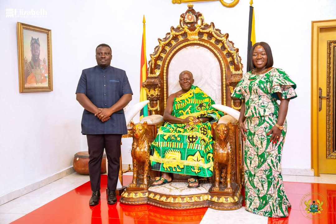 The Minister for Trade, Agribusiness, and Industry, Elizabeth Ofosu-Adjare, was accompanied the Ashanti Regional Minister, Dr. Frank Amoakohene, pays courtesy call on Asantehene at Menhyia Palace in Kumasi.