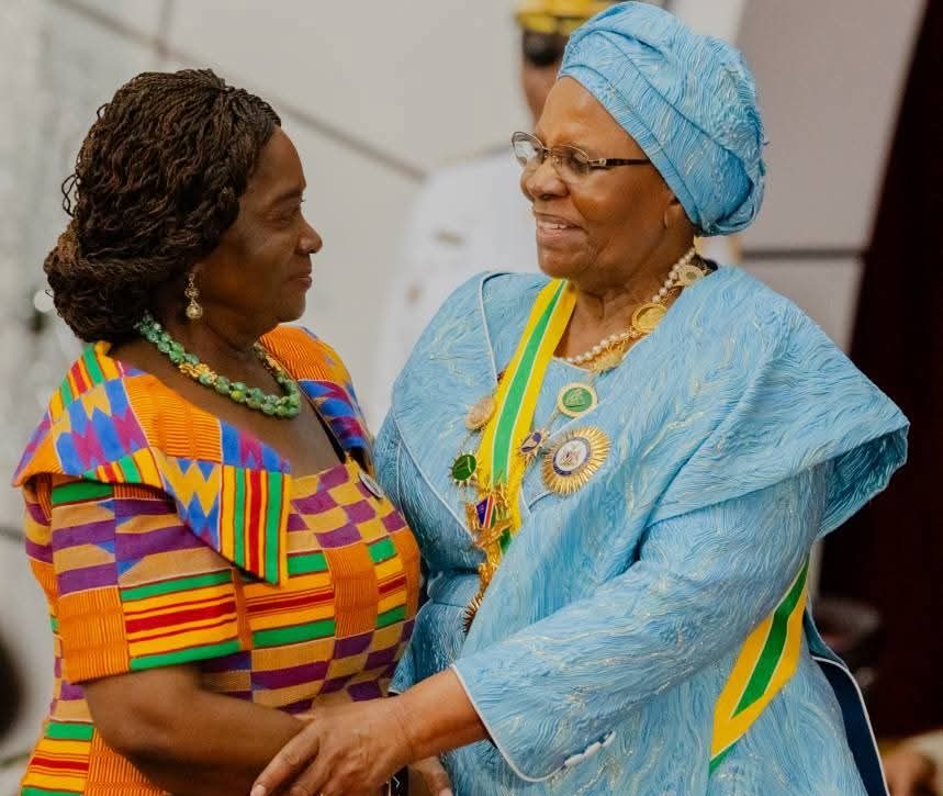 Ghana's Vice President, Naana Jane Opoku Agyemang (in Kente) at swering in ceremony of Namibia's first female President, Netumbo Nandi-Ndaitwah