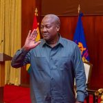 President Mahama at the President during swearing-in of Security Chiefs.