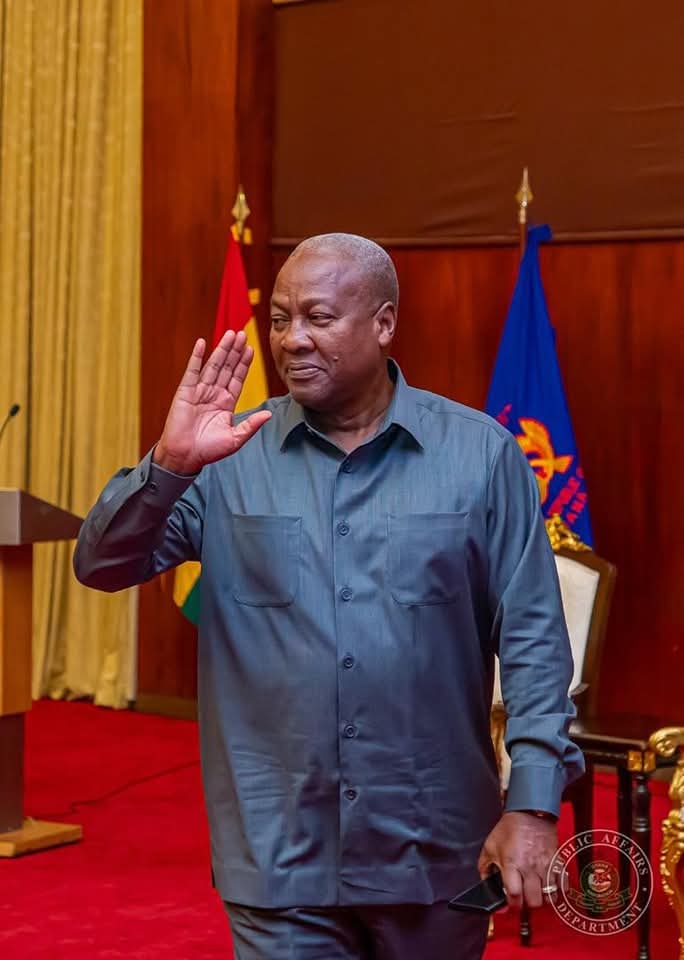 President Mahama at the President during swearing-in of Security Chiefs.