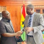 Chief Dr. Doliwura Zakaria, Managing Director of National Investment Bank PLC (NIB) (R) pays courtesy visit on Julius Debrah, Chief of Staff (L) at Presidency.