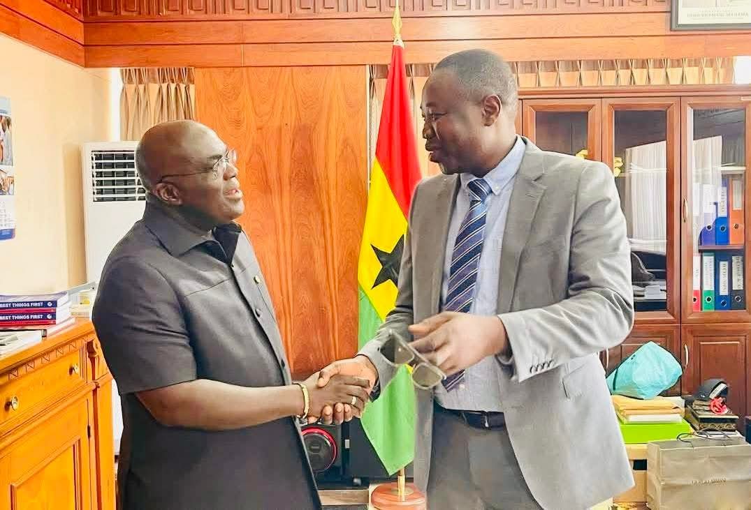 Chief Dr. Doliwura Zakaria, Managing Director of National Investment Bank PLC (NIB) (R) pays courtesy visit on Julius Debrah, Chief of Staff (L) at Presidency.