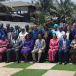 Ghana's Electoral Commission Chairperson, Jean Mensa in picture with EMBs in Accra.