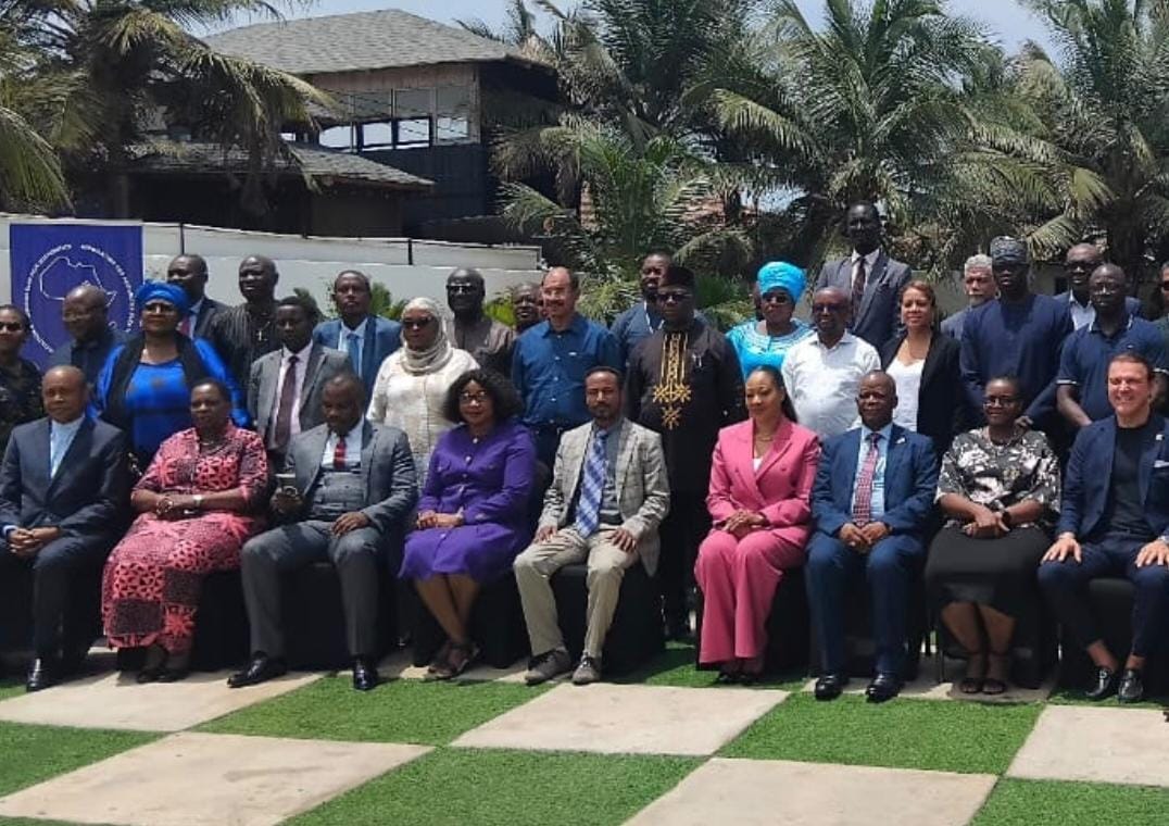 Ghana's Electoral Commission Chairperson, Jean Mensa in picture with EMBs in Accra.