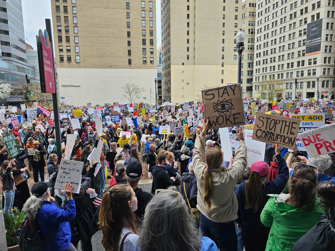 Hands Off demonstration in Pittsburg, Pennsylvania over Donlad Trump's divisive polities.
