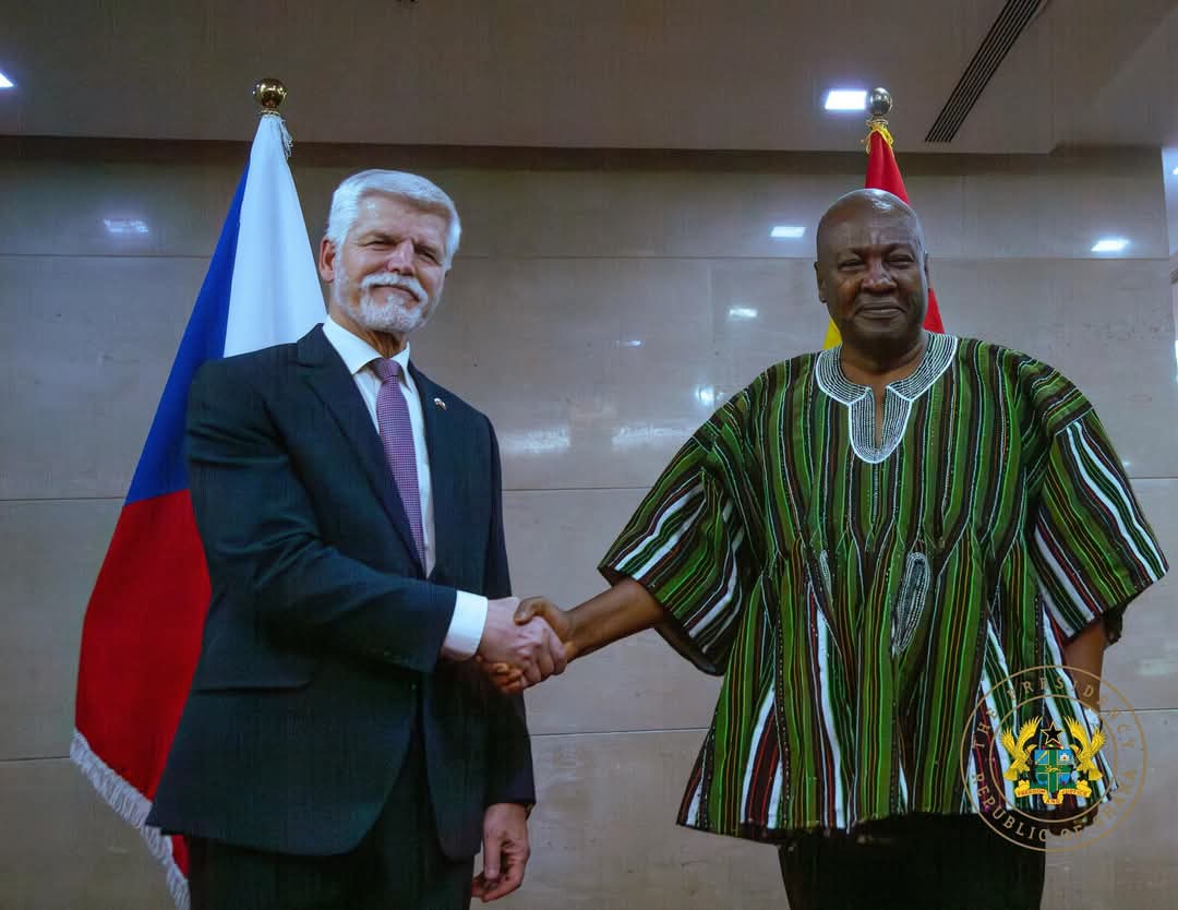 President John Dramani Mahama holds bilateral talks with visiting Czech Republic President Petr Pavel at the Presidency in Accra.