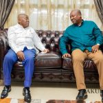 President John Dramani Mahama (right) and former President Nana Addo Dankwa at Kwahu Easter