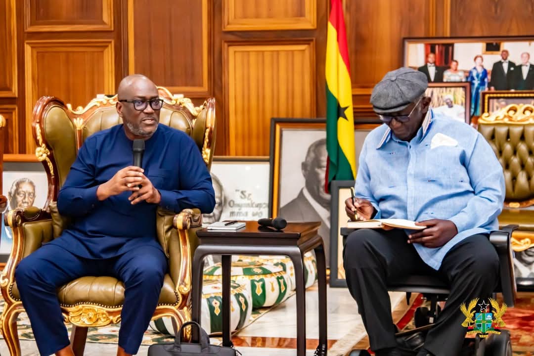 Constitution Review Committee consults with former President Kufuor- (Chairperson of CRS, Prof H. Kwesi Prempeh, Left, President Kufuor, R)