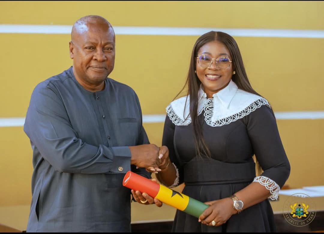 President John Mahama swears-in Mrs. Matilda Asante-Asiedu as 2nd Deputy Governor of Bank of Ghana.
