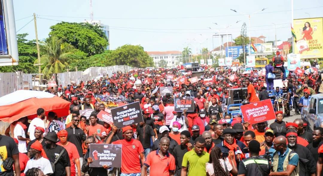 Protestors during a n NPP Coalition led Save the Judiciary Demonstration in Accra on Monday, May 5, 2025