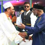 Ghanaian Veteran Journalist, Cameron Duodu (L) and Veteran Broadcaster, Chief Paul A. Crystal--Djirackor (R) unite at the GJA World Press Freedom and Honours night at Alisa Hotel in Accra.