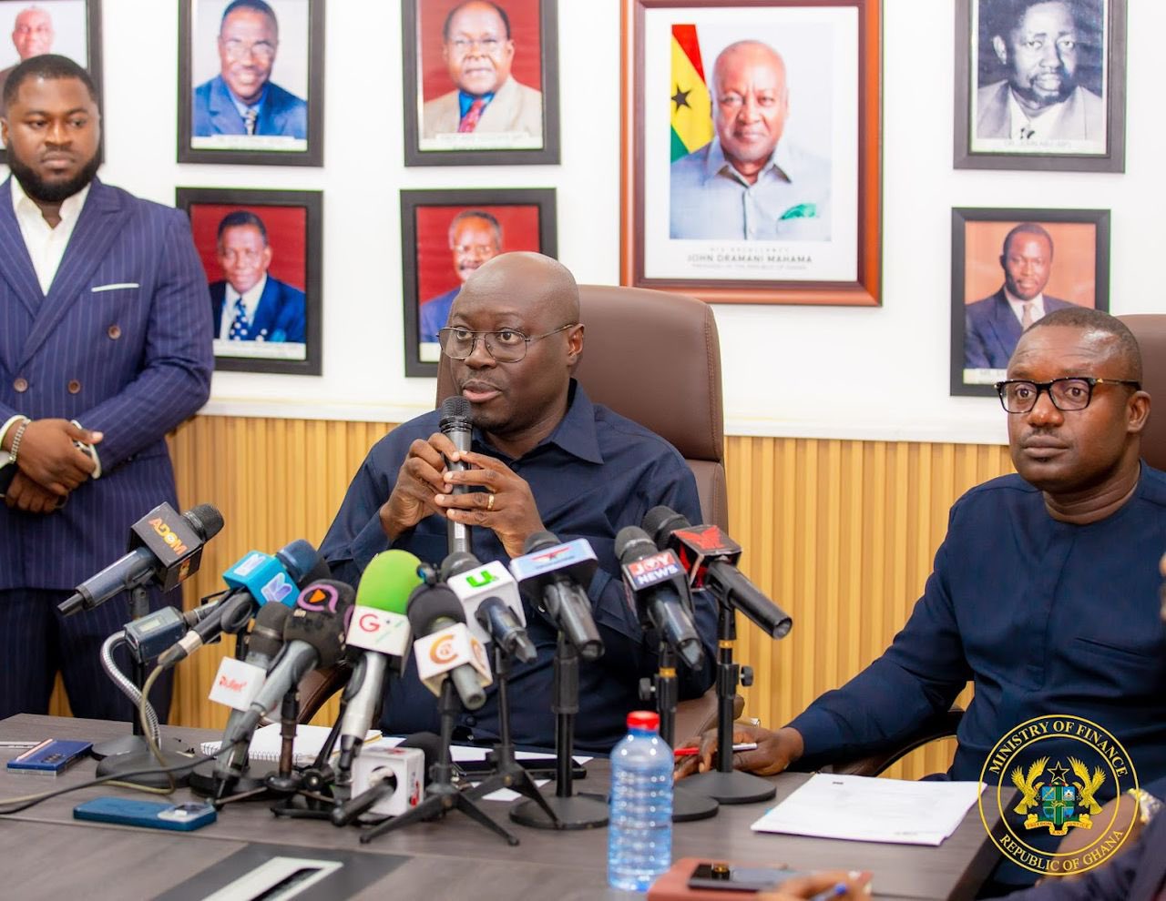 Dr. Cassiel Ato Forson, Minister for Finance, (with microphones) has described the planned Second Gas Processing Plant (GPP II) as a game-changing project that will transform the country’s energy landscape. (Energy Minister, Dr. Abu Jinapor right)