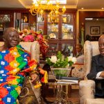 Otumfuo shares moment with Former President Akufo Addo at his Nima Residence in Accra.