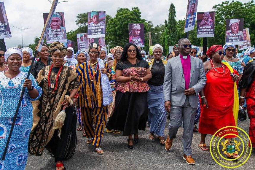 Gender Minister, Dr. Naa Momo Lartey (in black skirt), with statke holders on need to pass legislature on Anti-Witchcraft in Ghana.