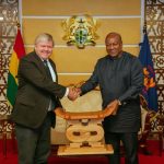 Denmark Ambassador to Accra, Ghana Tom Norring end duty tour. Bids President Mahama farewell.