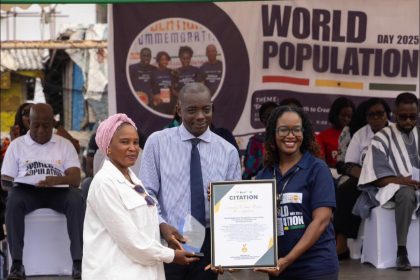 UNFPA acknowledges the role of media in its work- GBC's Kingsley Obeng Kyere in the middle supporting Curious Minds.