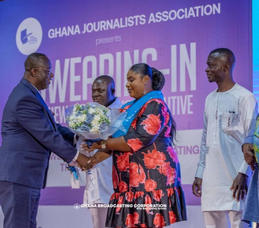 Editor in- chief at the Ghana Broadcasting Corporation (GBC), Rebecca Ekpe has been officially sworn in as the new Vice President of the Ghana Journalists Association (GJA) at a ceremony held at the Accra International Conference Centre.