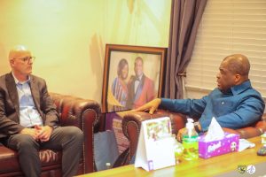 Rev Wengam holds discussions with Rev. Hurst at Cedar Mountain Chapel, East Legon, Accra.