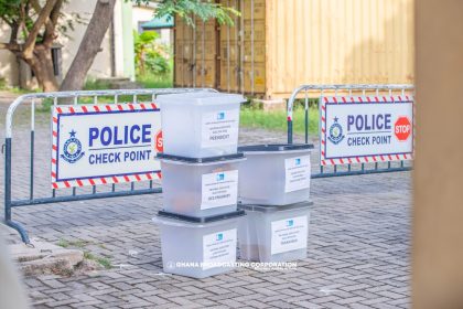 Ballot Boxes at voting Center, Ghana Broadcasting Corporation, GBC.