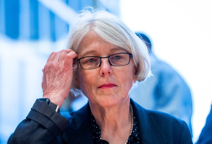 Margaretha Sudhof, special investigator into the procurement of coronavirus masks, arrives at the Budget Committee in the German Bundestag.