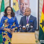 Minister for Foreign Affairs, Samuel Okudzeto Ablakwa(Right) with Minister of State for Foreign Affairs, Federal Republic of Nigeria, Ambassador Bianca Odumegwu-Okujwu.