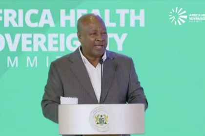 President Mahama speaking at African Health Sovereignty Summit in Accra.