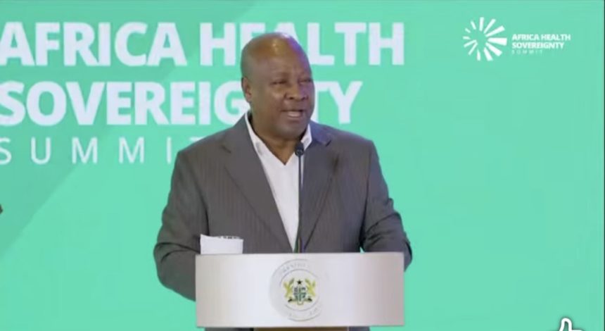 President Mahama speaking at African Health Sovereignty Summit in Accra.