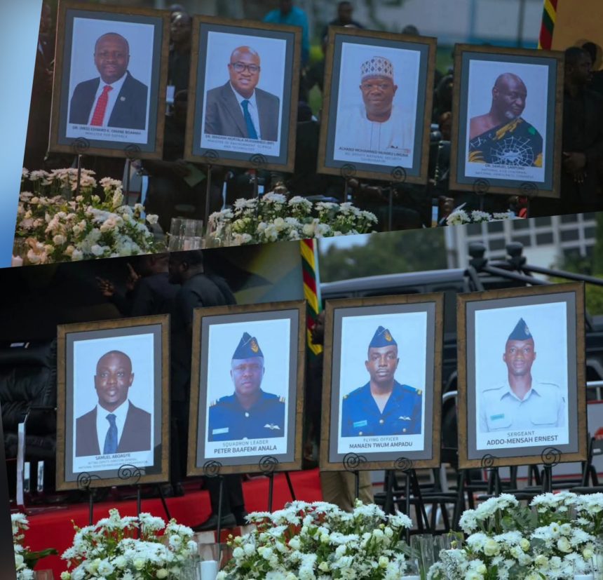 Frames of the eight fallen Heroes in Ghana's Helicopter crash.