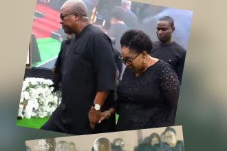 President Mahama, Wife Lordina, speaking at the Evening of Reflections in memory of the eight who died in the Helicopter crash in the Ashanti Region.