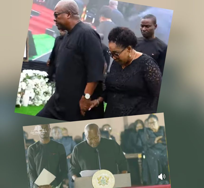President Mahama, Wife Lordina, speaking at the Evening of Reflections in memory of the eight who died in the Helicopter crash in the Ashanti Region.