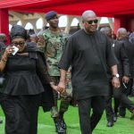 President John Dramani Mahama and Wife Lordina at Black Star Square at funeral for fallen heroes.