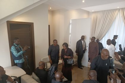 Vice President Professor Naana Jane Opoku- Agyemang visits with families of 8 fallen heroes in Helicopter accident.