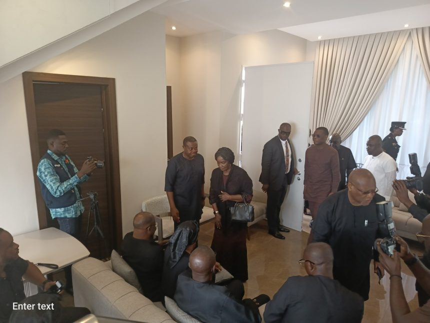 Vice President Professor Naana Jane Opoku- Agyemang visits with families of 8 fallen heroes in Helicopter accident.