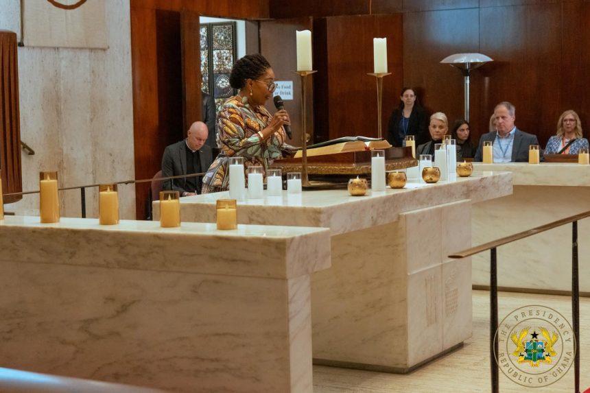 Mrs Lordina Mama speaking at sidelines of UNGA in New York.
