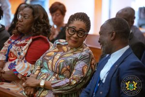 Mrs Lordina Mahama flanked by officials at the sidelines of the UNGA in New York.