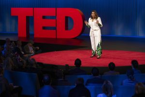 Myriam Sidibe speaks at SESSION 5 at TED 2025: Humanity Reimagined. April 7-11, 2025, Vancouver, BC. Photo: Jason Redmond / TED
