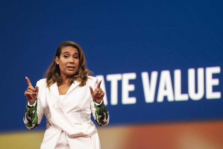 Myriam Sidibe speaks at SESSION 5 at TED 2025: Humanity Reimagined. April 7-11, 2025, Vancouver, BC. Photo: Jason Redmond / TED