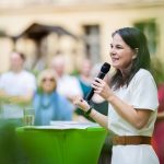 Future President of the United Nations General Assembly Annalena Baerbock speaks at the summer reception of the Greens in Potsdam. Photo: Christoph Soeder/dpa