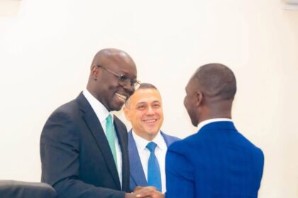 Dr. Ato Forson, Ghana's Finance Minister (L) with Officials in Accra.