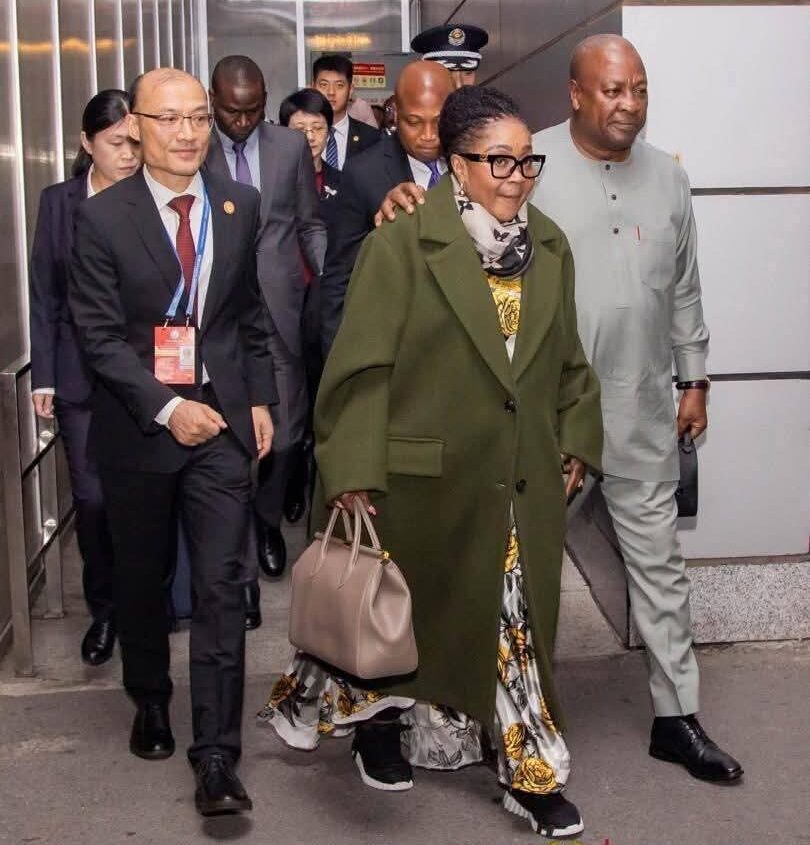 President John Mahama (R), with First Lady, Mrs. Lordina Mahama in Beijing, China.