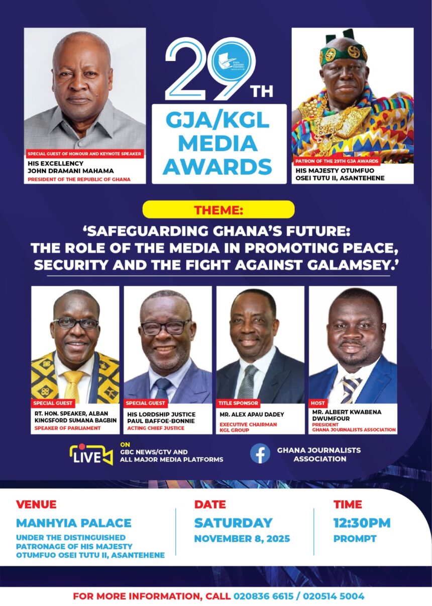 29th GJA/KGL Media Awards Slated for November 8 at Manhyia Palace