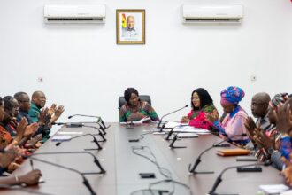 Vice President Naana Jane Opoku Agyemang engages with Gender Ministry.