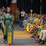 Rachel Kakraba in majestic walk to receive Award for Best Reporting in Features Radio Category, receives applause from President Mahama et al at 29th GJA Awards.