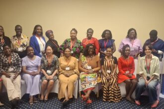 Selected Journalists from across Africa (Rebecca Ekpe, GJA Vice President, Ghana- middle back row - in green) with Officials of UNESCO and IAWRT