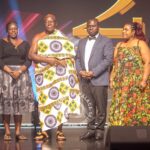 Rebecca Ekpe, GJA Vice President (Second from right), with GJA President, Albert Dumfour and Asantehene, Otumfuo Osei Tutu II (in cloth).