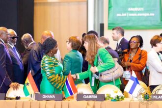 Professor Jane Naana Opoku Agyemang at 7th AU-EU Summit in Angola-in green with kente)