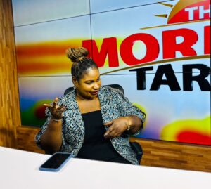 Vice President of GJA, Rebecca Ekpe (Left), with Host Selikem Akolatse- Apaloo.