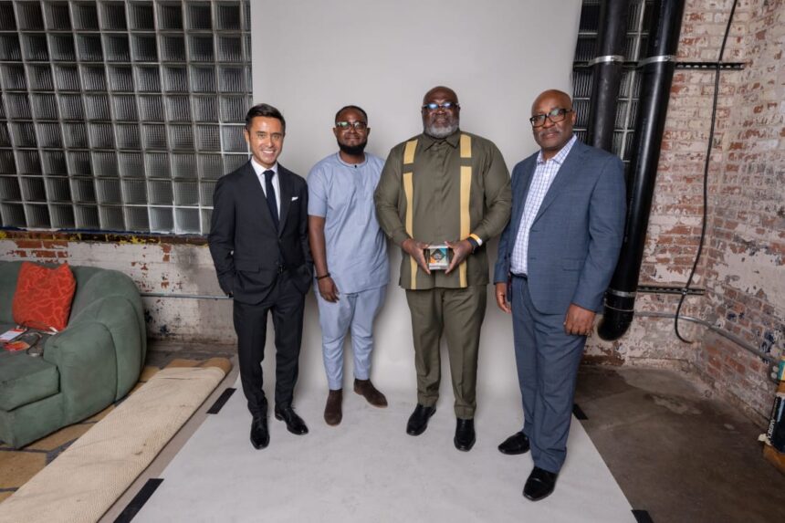 MTN Ghana (L-R) Pierre Le Manh, President & CEO, Project Management Institute, Ing. Emmanuel Hinson, Project Coordinator, MTN Ghana, William Tetteh, Chief Transformation Officer, MTN Ghana, and Ike Nwankwo, PMI Board of Directors Chair